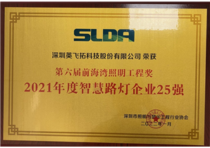 第六屆前海灣照明工程獎-智慧路燈25強(qiáng)企業(yè)
